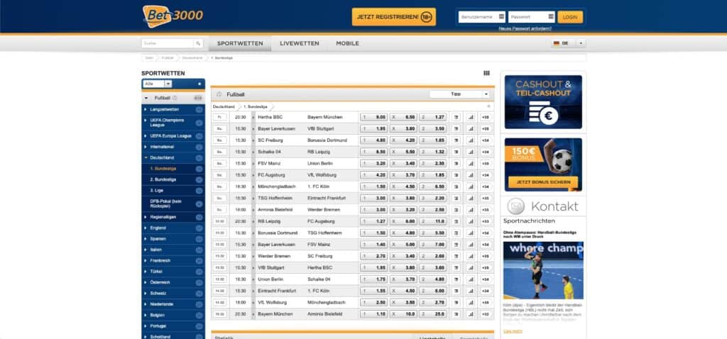 Bet3000 Bundesliga Wetten