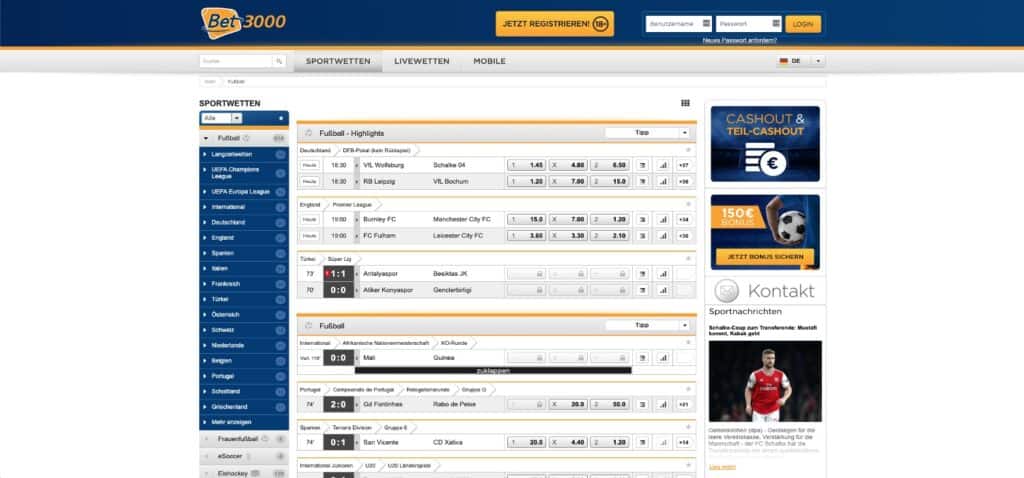 Bet3000 Fußball Wetten