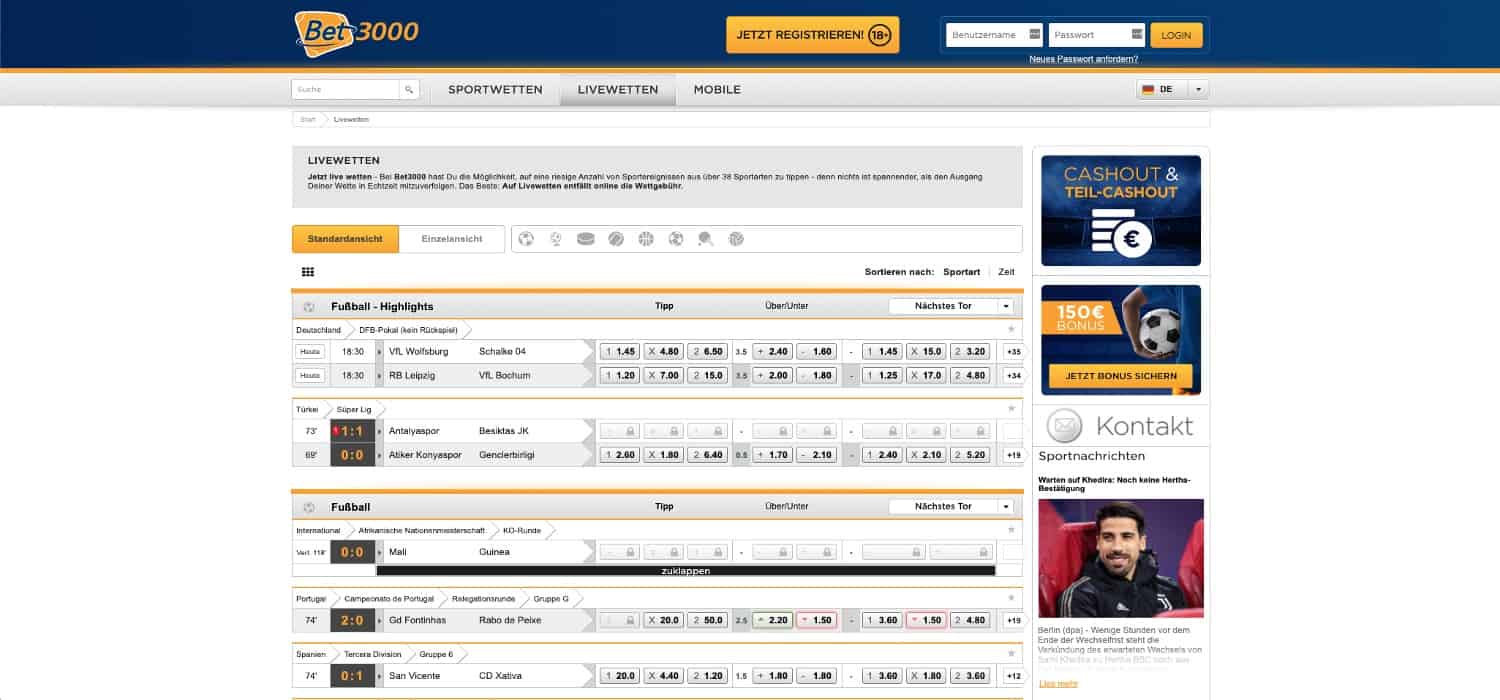 Bet3000 Live Wetten