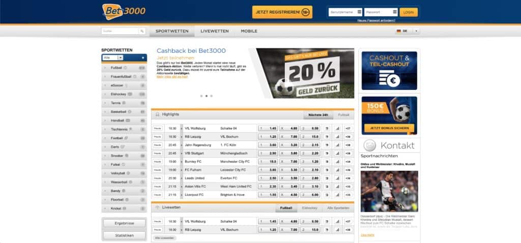 Bet3000 Sportwetten