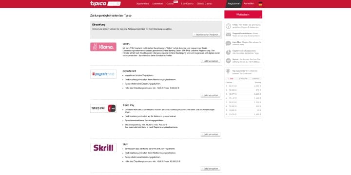 Tipico Zahlungen