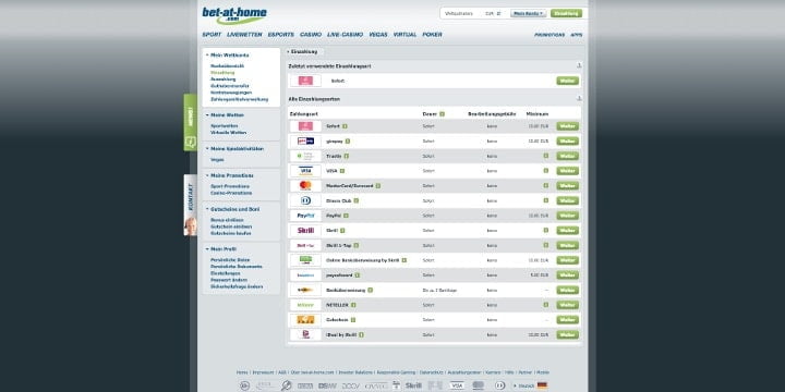 bet-at-home Zahlungen