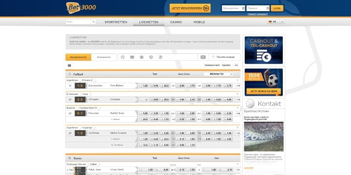 Bet3000 Live Wetten