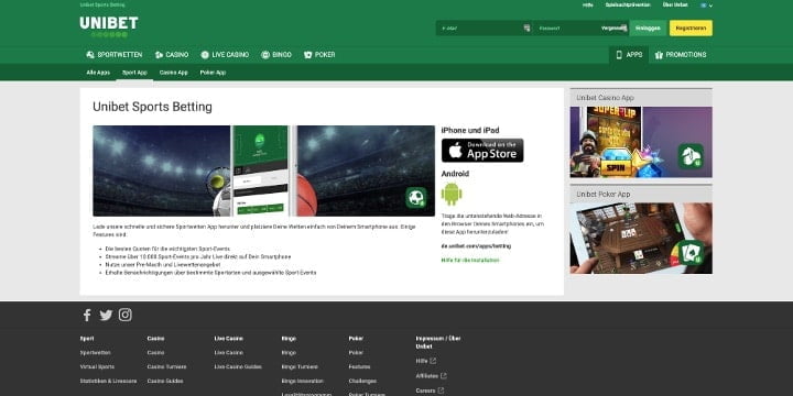 Unibet Sportwetten App